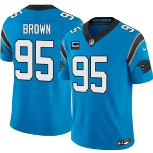 Carolina Panthers #95 Derrick Brown Blue 2026 F.U.S.E. 3-Star C Patch Vapor Limited Jersey