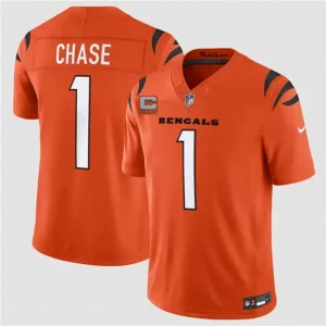 Cincinnati Bengals #1 Ja'Marr Chase Orange 2026 F.U.S.E. 2-Star C Patch Vapor Untouchable Limited Jersey