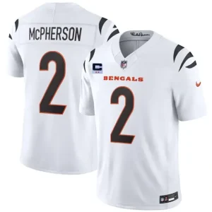Cincinnati Bengals #2 Evan McPherson White 2026 F.U.S.E. 2-Star C Patch Vapor Untouchable Limited Jersey