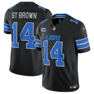 Detroit Lions #14 Amon-Ra St. Brown Black 2026 With 4-Star C Patch F.U.S.E. Vapor Limited Jersey