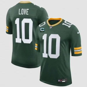 Green Bay Packers #10 Jordan Love Green 2026 With 2-Star C Patch Vapor Untouchable Limited Jersey