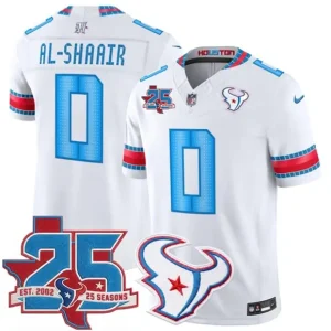 Houston Texans #0 Azeez Al-Shaair White 2026 25th Anniversary Patch F.U.S.E. Rivalries Collection Limited Jersey