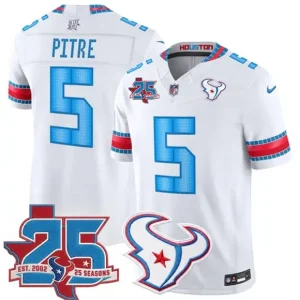 Houston Texans #5 Jalen Pitre White 2026 25th Anniversary Patch F.U.S.E. Rivalries Collection Limited Jersey