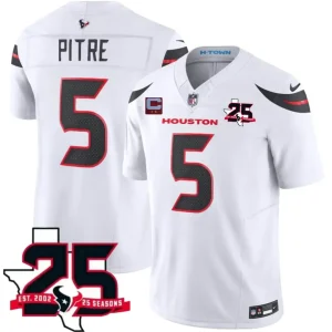 Houston Texans #5 Jalen Pitre White 2026 With 25th Anniversary Patch And 2-Star C Patch F.U.S.E. Vapor Limited Jersey