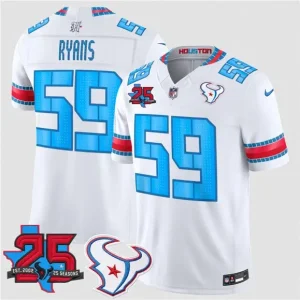 Houston Texans #59 DeMeco Ryans White 2026 F.U.S.E. Rivalries Collection With 25th Anniversary Patch Limited Jersey