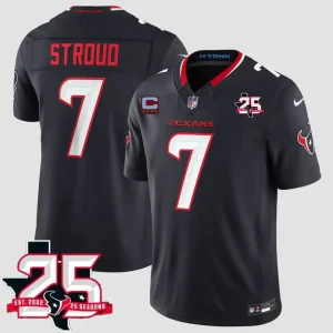 Houston Texans #7 C.J. Stroud Navy 2nd Alternate 2026 With 25th Anniversary Patch And 4-Star C Patch F.U.S.E. Vapor Limited Jersey