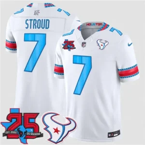 Houston Texans #7 C.J. Stroud White 2026 F.U.S.E. Rivalries Collection With 25th Anniversary Patch Limited Jersey