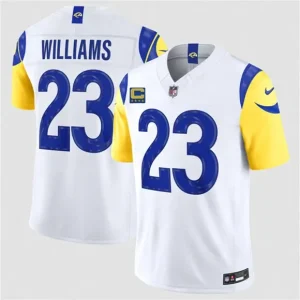 Los Angeles Rams #23 Kyren Williams White 2026 F.U.S.E. 4-Star C Patch Vapor Limited Jersey