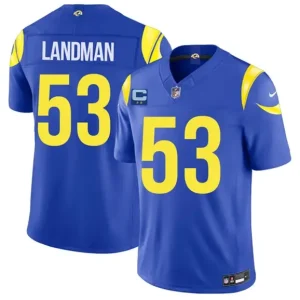 Los Angeles Rams #53 Nate Landman Royal 2026 F.U.S.E. 2-Star C Patch Vapor Limited Jersey