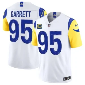 Los Angeles Rams #95 Myles Garrett White 2026 F.U.S.E. 4-Star C Patch Vapor Limited Jersey