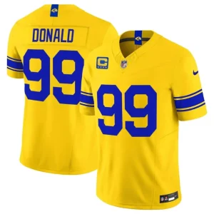 Los Angeles Rams #99 Aaron Donald Yellow 2026 F.U.S.E. With 4-Star C Patch Vapor Limited Jersey