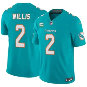 Miami Dolphins #2 Malik Willis Aqua 2026 F.U.S.E. 1-Star C Patch Vapor Limited Jersey