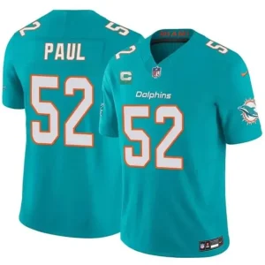 Miami Dolphins #52 Patrick Paul Aqua 2026 F.U.S.E. 1-Star C Patch Vapor Limited Jersey