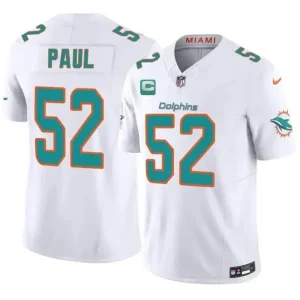 Miami Dolphins #52 Patrick Paul White 2026 F.U.S.E. 1-Star C Patch Vapor Limited Jersey